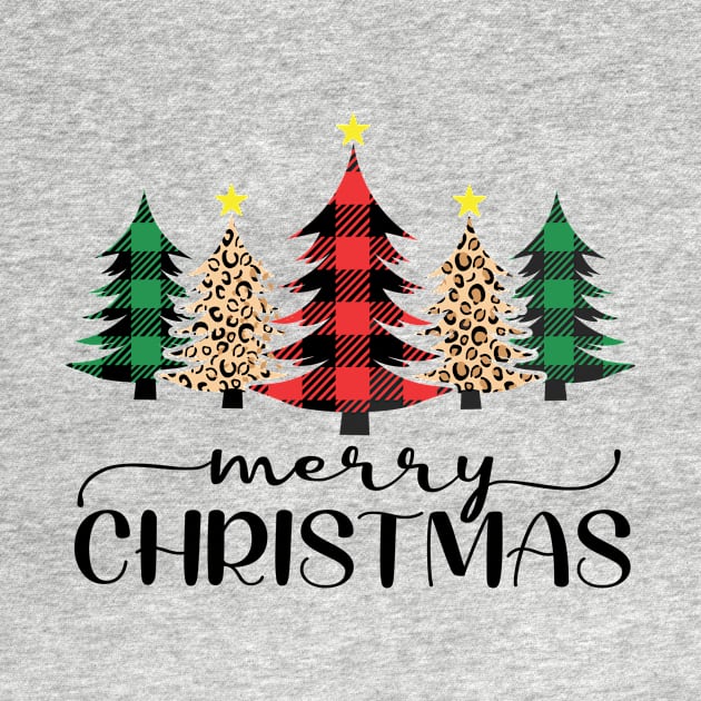Merry Christmas Cheetah and Buffalo (Red & Green) Plaid Design by OTM Sports & Graphics